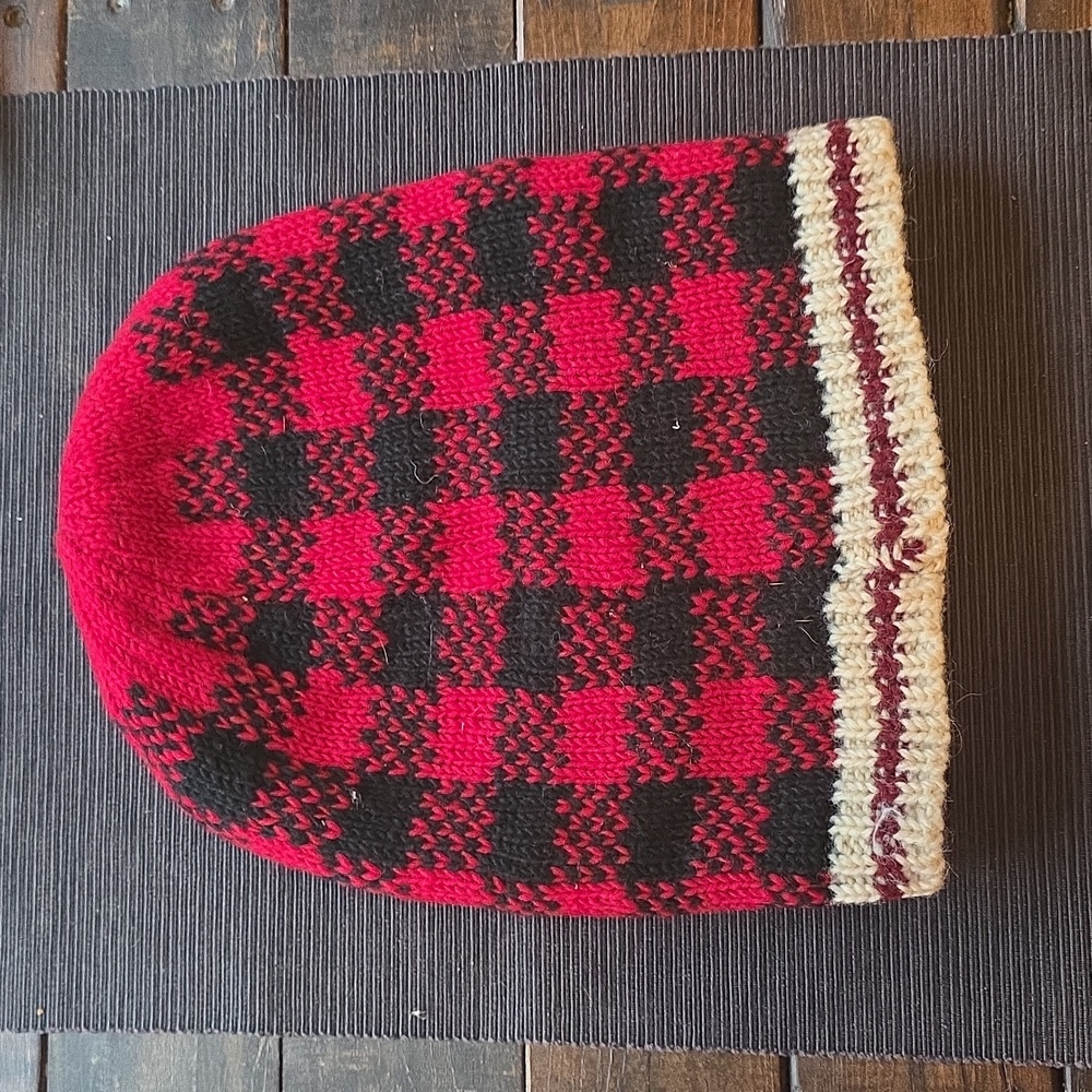 ARK Imports Wool & Fleece Lined Buffalo Plaid Beanie Hat